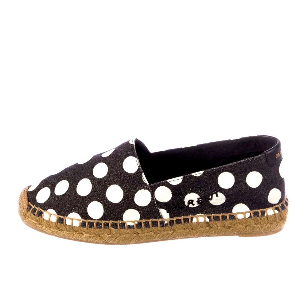 NEW IN BOX Authentic Yves Saint Laurent Embroidered Polka Dot Espadrilles